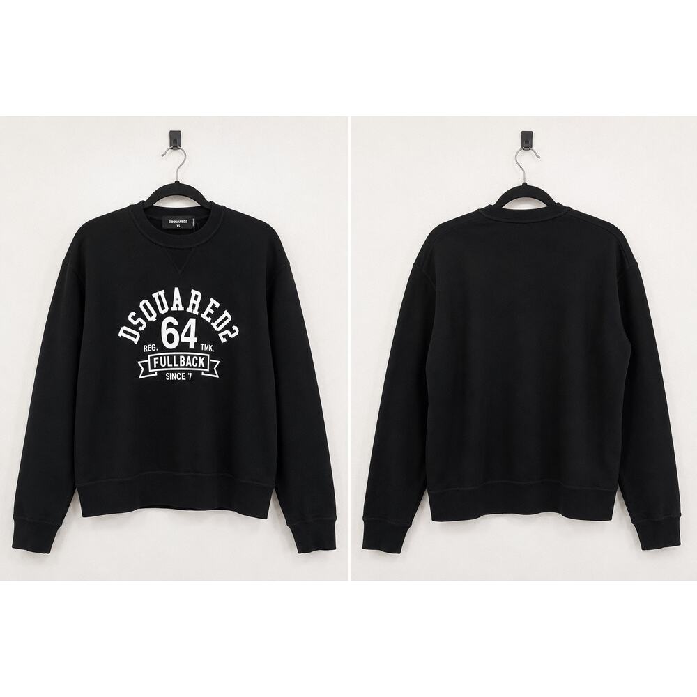 Dsquared2 Black Logo Graphic Crewneck Sweatshirt XS NWT Made in Italy